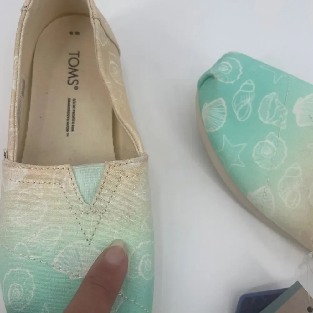 TOMS Shells Ombre Womens Shoes Sz 5 Beach Coastal Pastel Slip On New Nautical